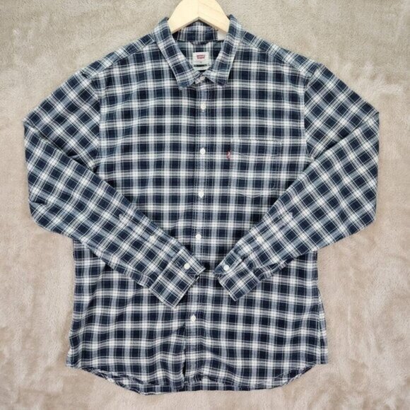 Levi's Slim Fit Shadow Plaid Button-Down Shirt Men's Size XL Pocket Long Sleeve - Picture 1 of 10